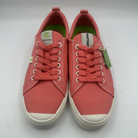 Cariuma Pantone Classic Canvas Sneakers Mens 11 Coral Pink Lace Up Low Shoes NWT - Picture 5 of 10